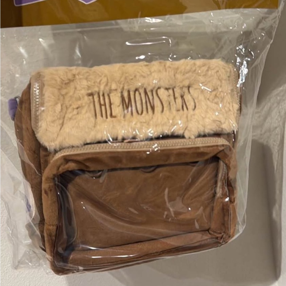The Monsters Fuzzy Backpack in Brown and Cream